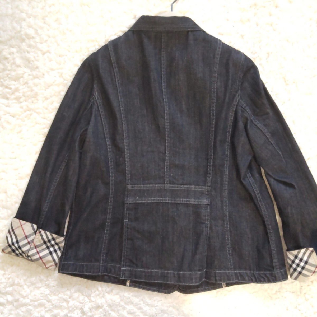 美品 バーバリーロンドン デニムジャケット ノバチェック 黒 46 大きいサイズ 大きいサイズ バーバリーロンドン デニムジャケット ノバ