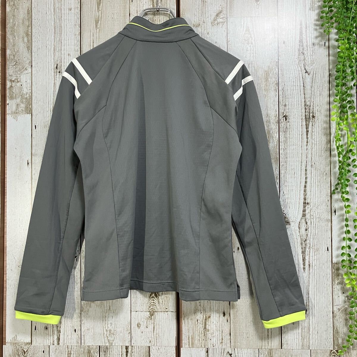 ☆Prince プリンス☆良品☆スポーツウエア ジャージ トップス カットソー 長袖 グレー メッシュ 刺繍 スリット [送料無料☆匿名配送] f5479