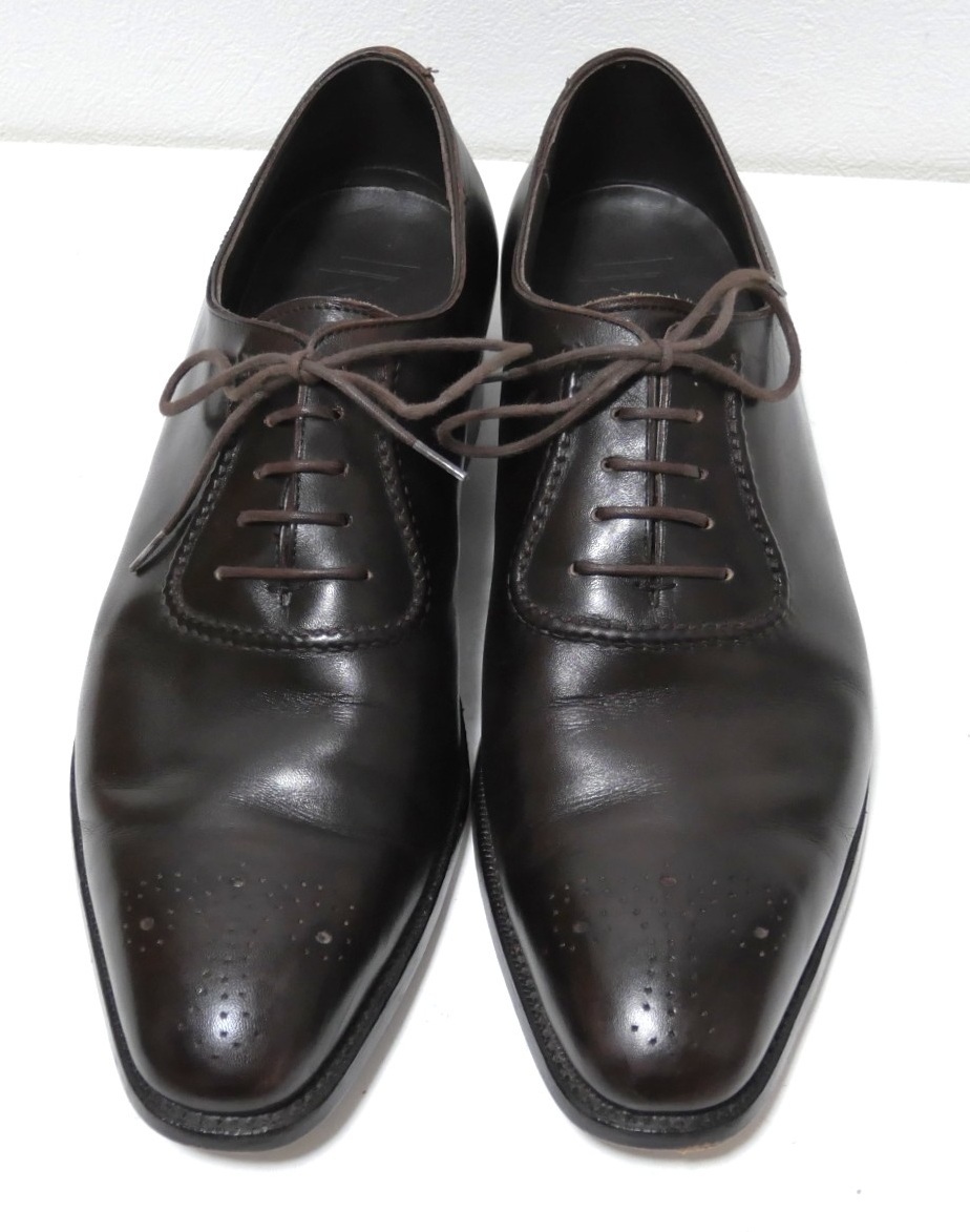 三陽山長 琴之介 ホールカットメダリオン レザーシューズ ダーク