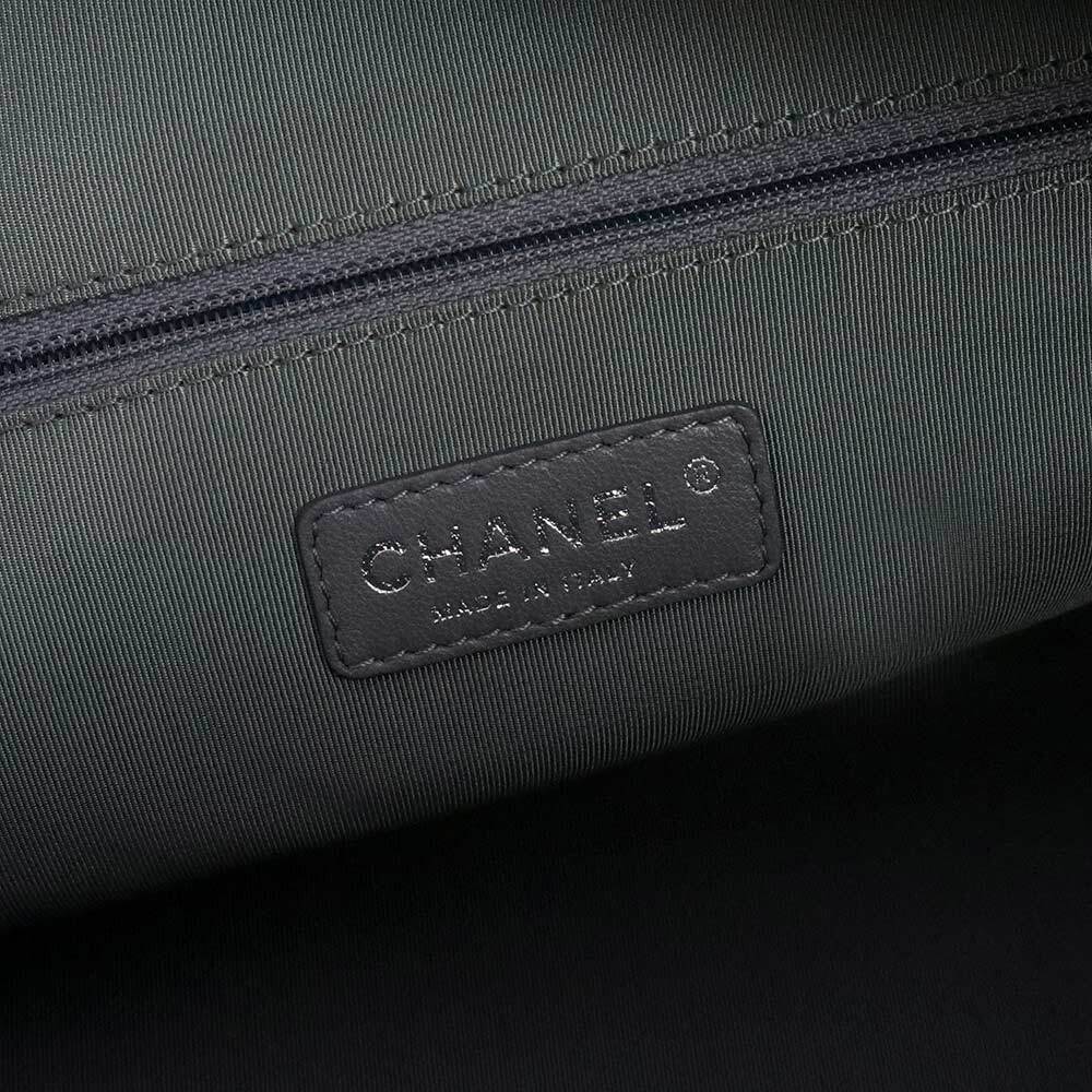 （中古）シャネル CHANEL ウルトラステッチ チェーン ショルダー トートバッグ カーフスキン レザー ブラック 黒 シルバー金具_画像9