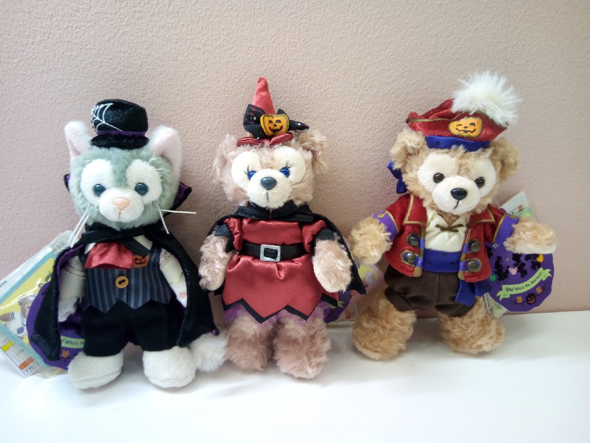 ダフィー、シェリーメイ、ジェラトーニ、ハロウィンぬいぐるみバッジ3点セット ディズニー 《未使用品》TDS ダッフィー シェリーメイ