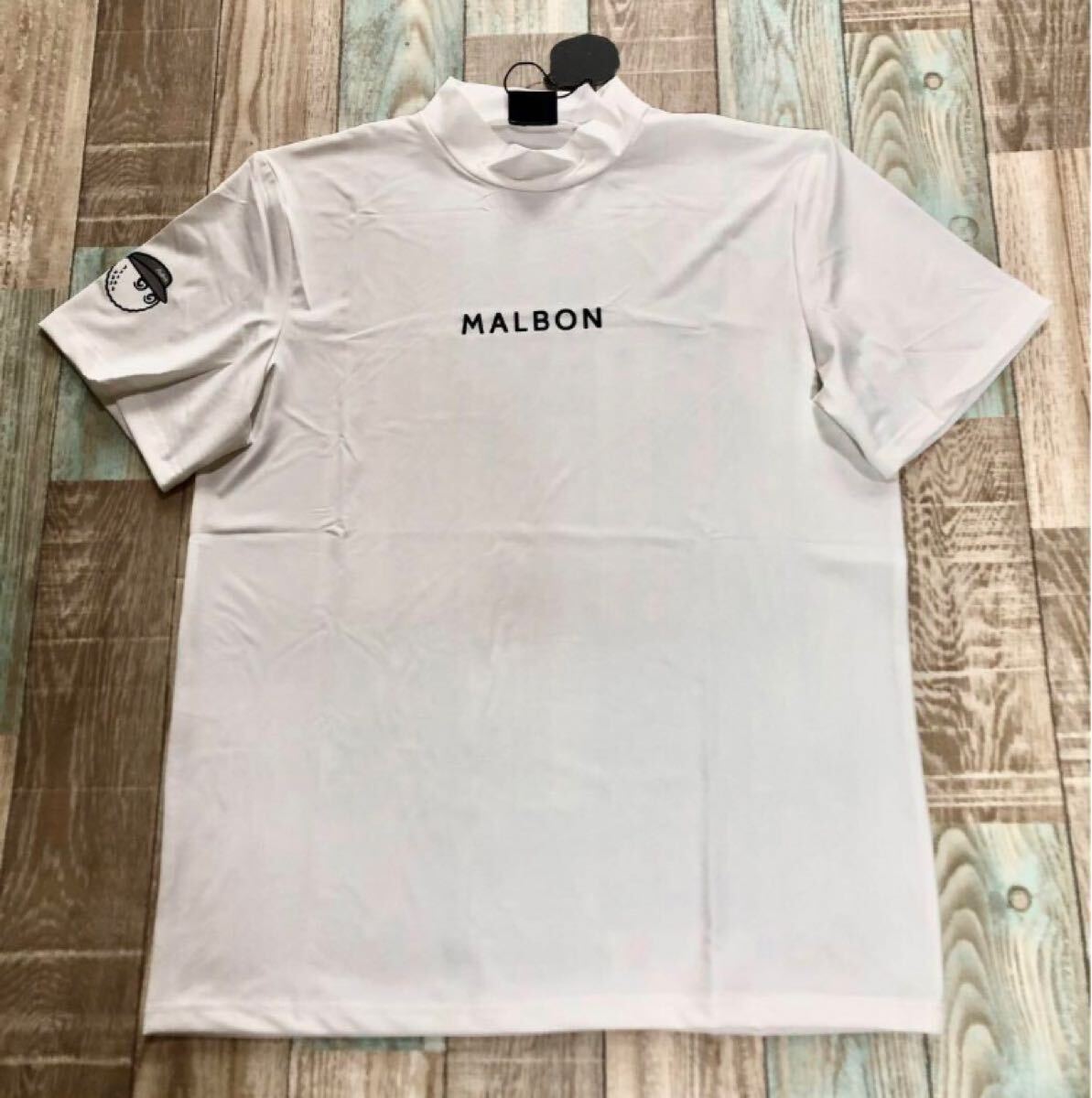 白 XL マルボンゴルフ MALBON GOLF 半袖 モックネック XL マルボンゴルフ MALBON GOLF シャツ モックネック 半袖 白色