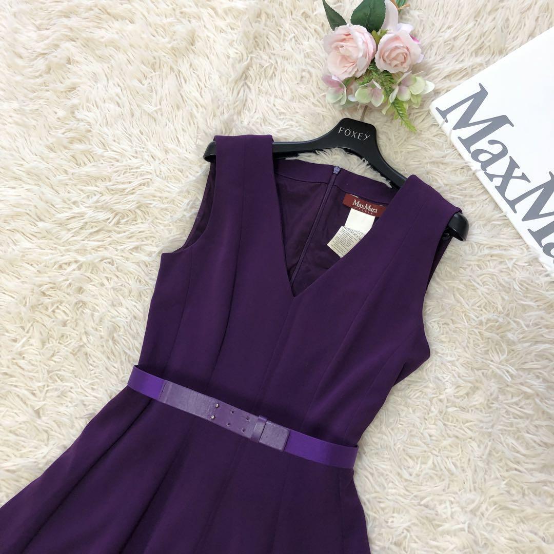 Max Mara Studio★ベルト付き♪ノースリーブドレス ワンピース 美品Maxmara studio マックスマーラ ストゥディオ ベルト付き