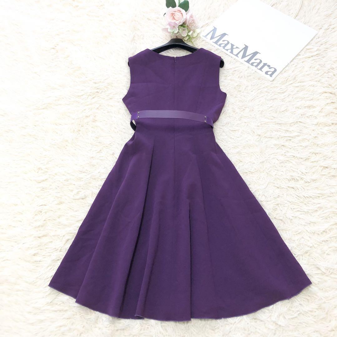 S Max Mara パープル ドレス 美品Maxmara studio マックスマーラ ストゥディオ ベルト付き