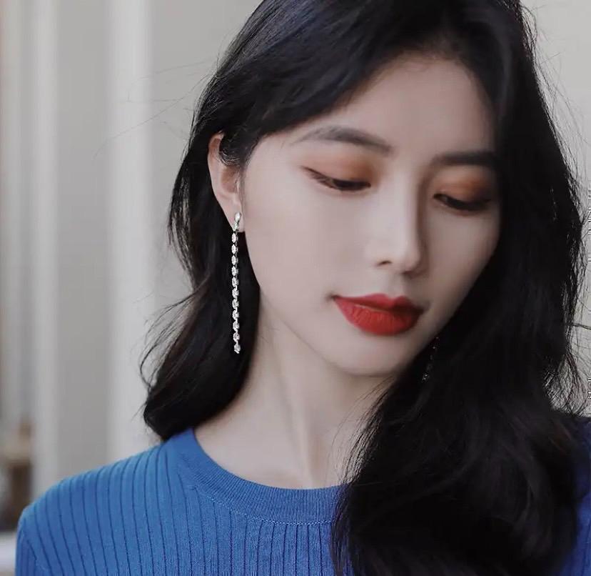 P-102.シルバー ロング ピアス czダイヤモンド アレルギー対応 韓国_画像3