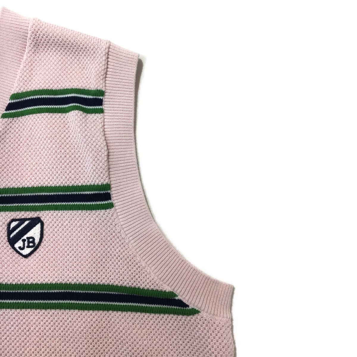 coco 中古【SALE】ジャックバニー レディース ベスト 1(M) ピンク×緑×紺 Vネック コットン ニット レターパックプラス発送可 98556_画像4