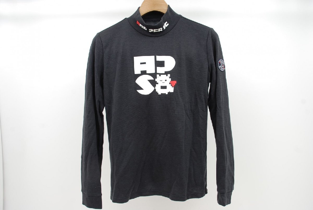 coco 中古【SALE】 アンパスィ and per se レディース 長袖シャツ L 濃紺 ネイビー ハイネック レターパックプラス発送可 82808_画像1