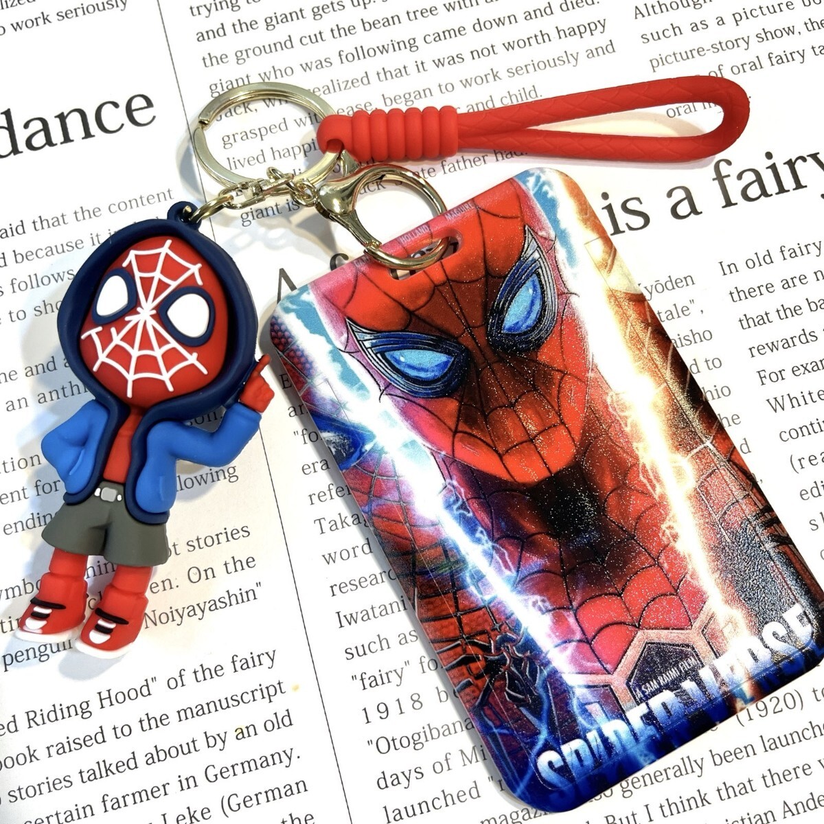 新品 IDカードホルダー カードケース 定期入れ 社員証 ストラップ キーホルダー 新品 スパイダーマン メンズ 青 マーベル ベア　レディース_画像5
