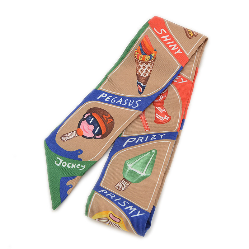 エルメス ツイリー ファニーアイスクリーム Funny Ice Cream ベージュ/ドレ/エメラルド シルク_画像1