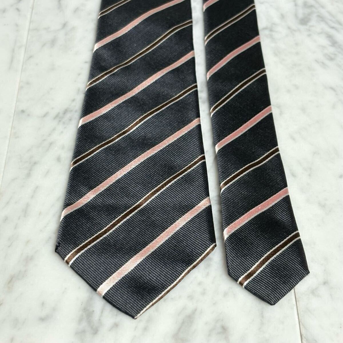 770円～ UNITED ARROWS ネクタイ ストライプ グレー (GB6)_画像2