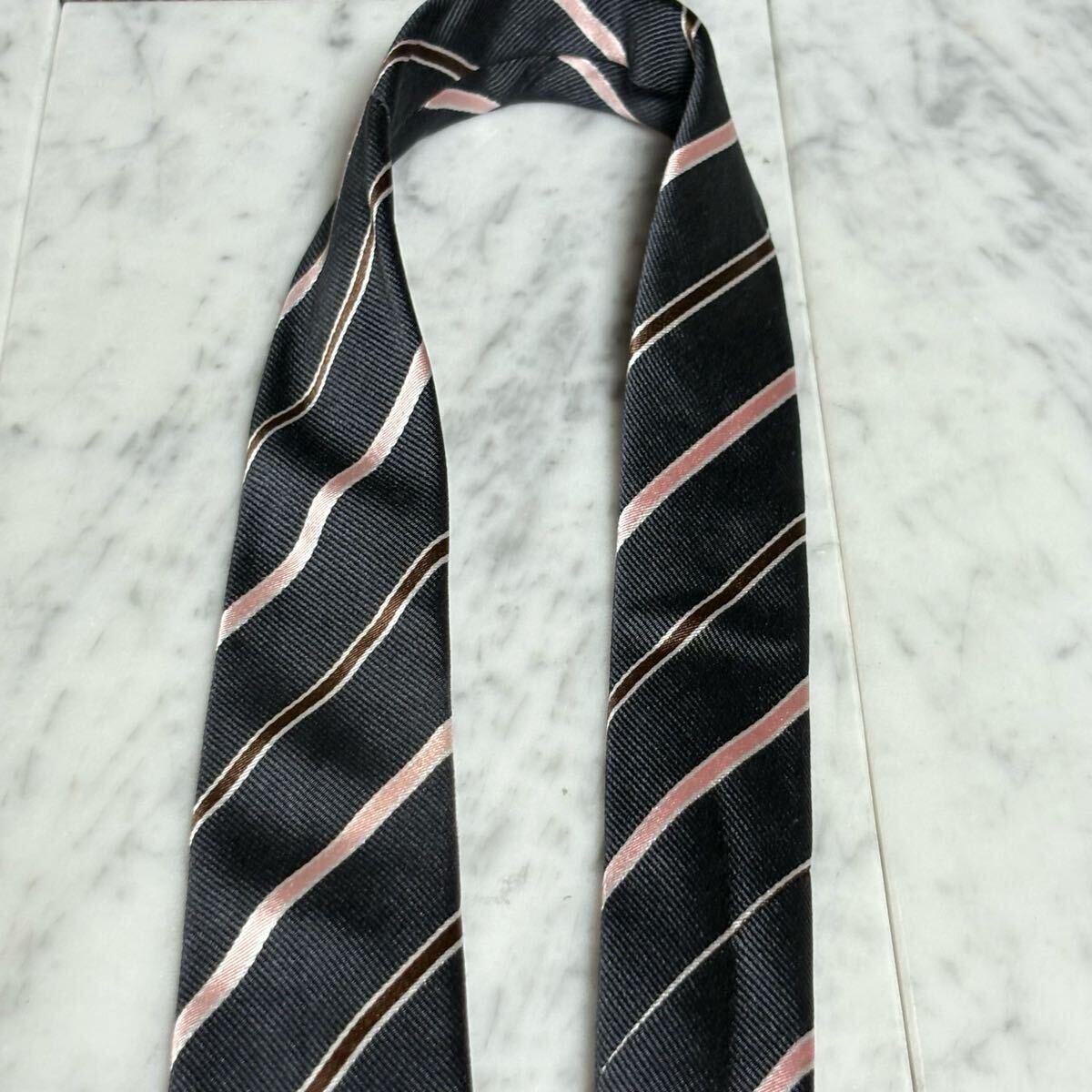 770円～ UNITED ARROWS ネクタイ ストライプ グレー (GB6)_画像3