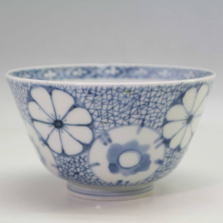 伊万里 古伊万里 江戸 後期 氷裂 撫子 碗 茶碗 2客セット 伊万里 古伊万里 江戸 後期 氷裂 撫子 碗 茶碗 2客セット 時代