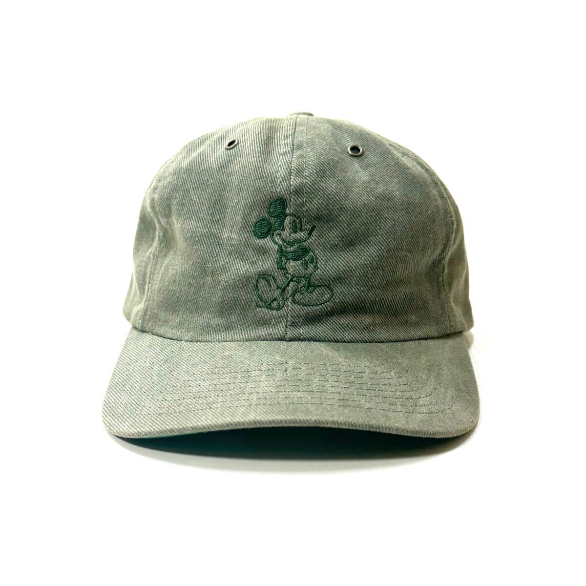 USA製 1990s Disney Mickey Mouse 6-Panel cap Green オールドディズニー ミッキーマウス 6パネルキャップ グーフィーハット Vintage_画像1