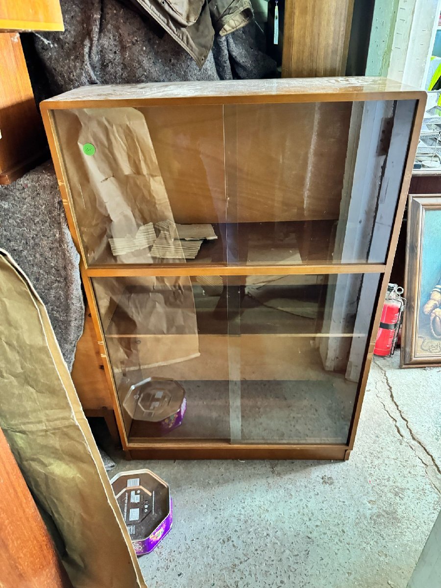 ガラスケース ヴィンテージ キャビネット イギリス チーク 木製