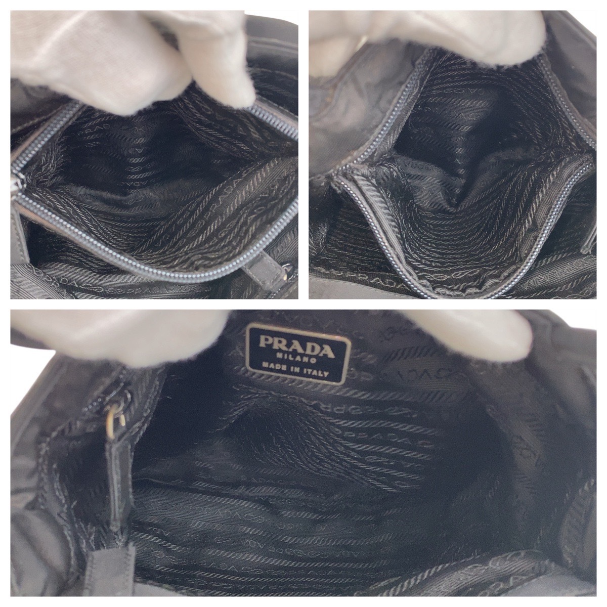  прекрасный товар PRADA Prada te Hsu to треугольник Logo plate черный чёрный серебряный металлические принадлежности нейлон большая сумка сумка на плечо женский 504246