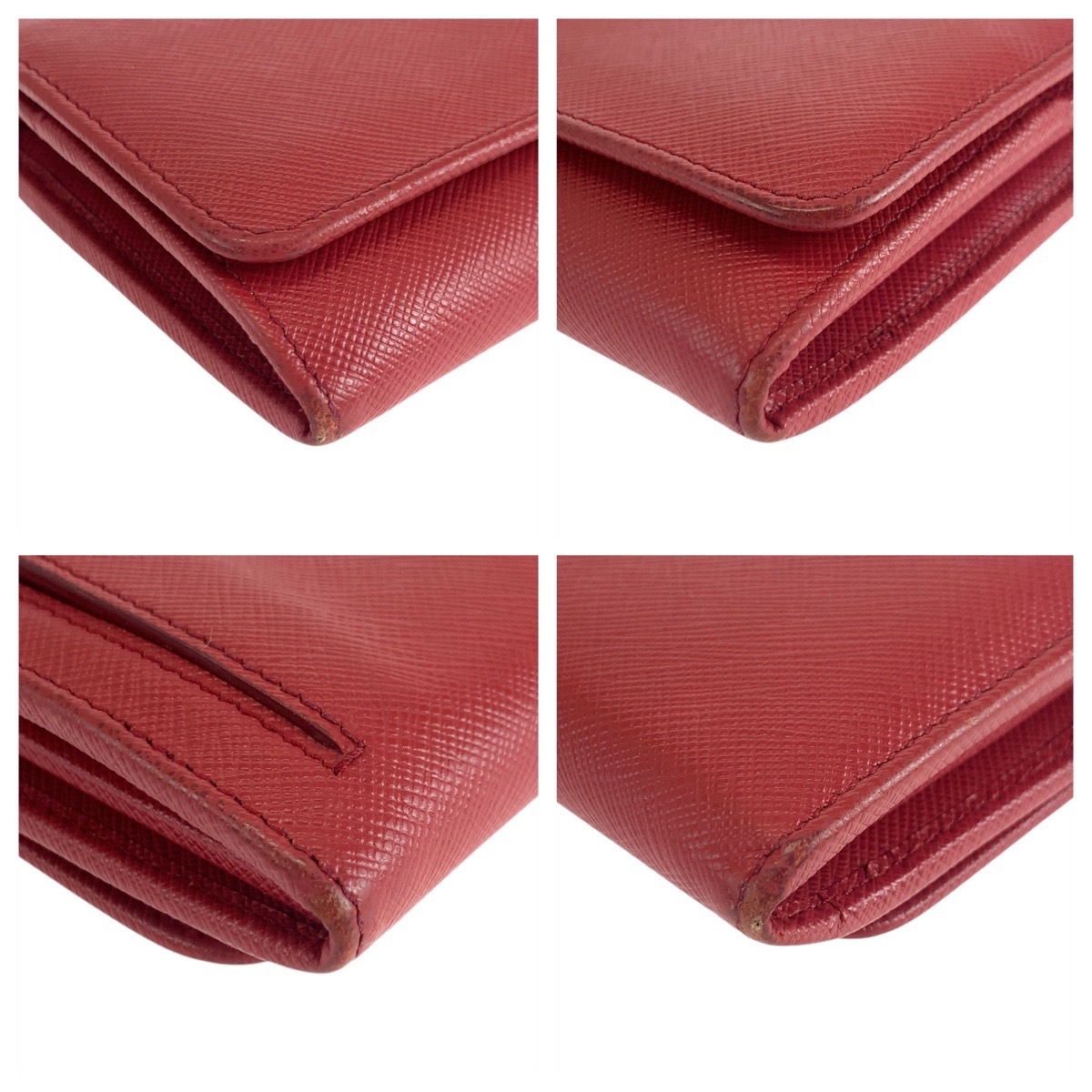  прекрасный товар PRADA Prada safia-no Logo Pas с футляром красный Gold металлические принадлежности кожа длинный кошелек длинный бумажник женский 504466