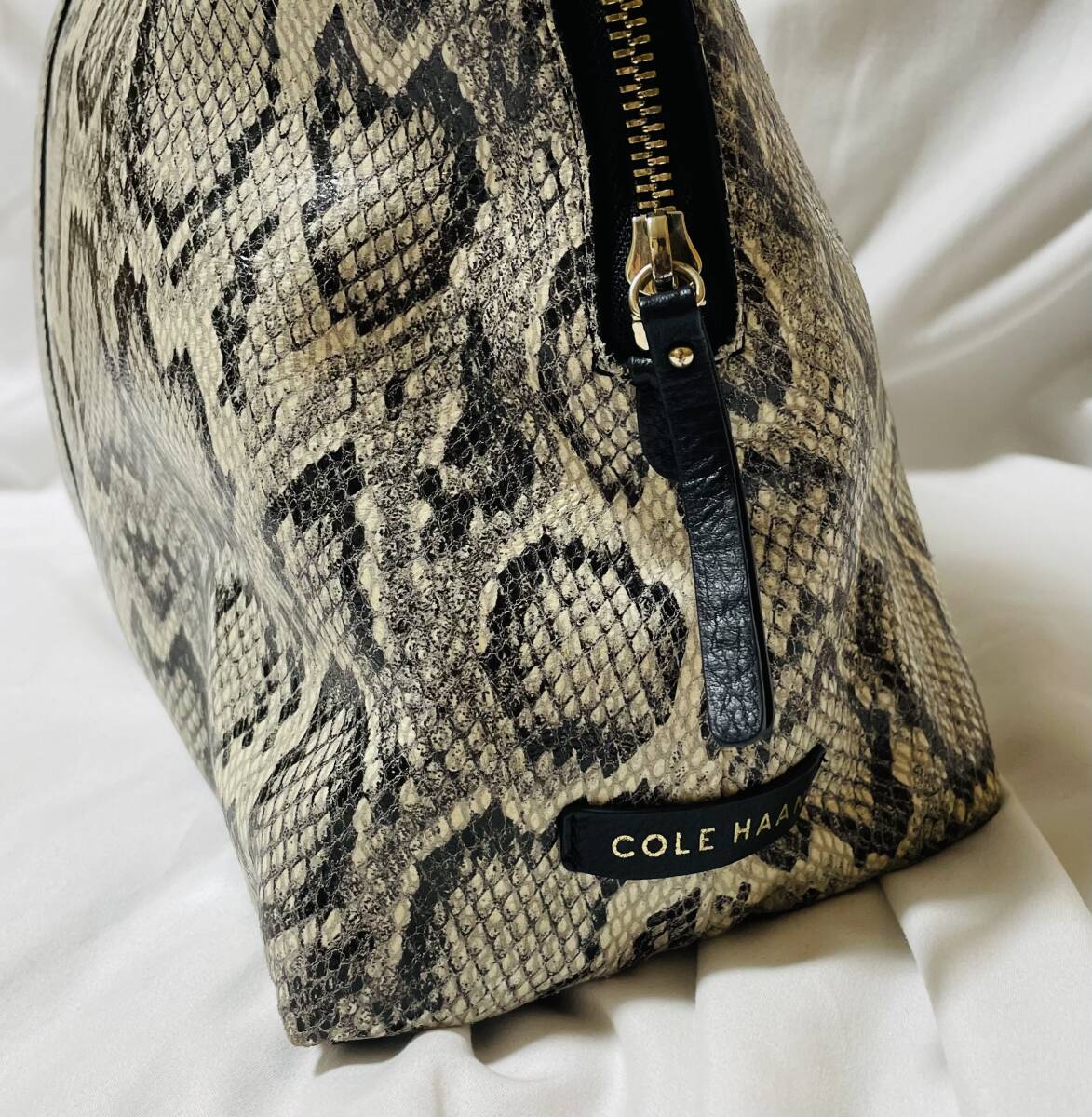 COLE HAAN コールハーン パイソン柄 サイドロゴ ハンドバッグ _画像3