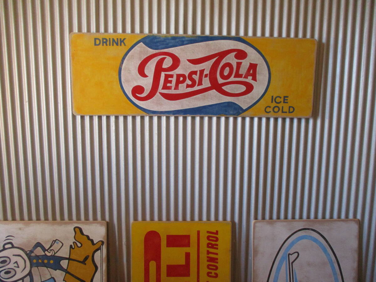 ビンテージサイン木製看板 PEPSI検）ペプシコーラ