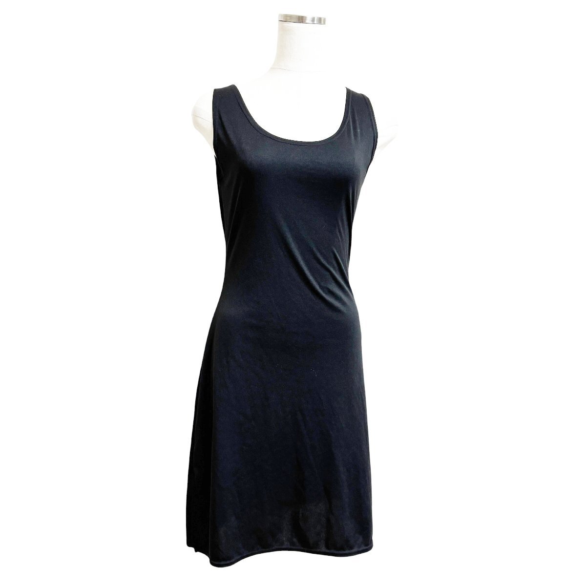 ノースリーブ　ワンピース裏地　スリップ　タンクトップ　ストレッチ　ミニ丈　黒　ブラック　M_画像1