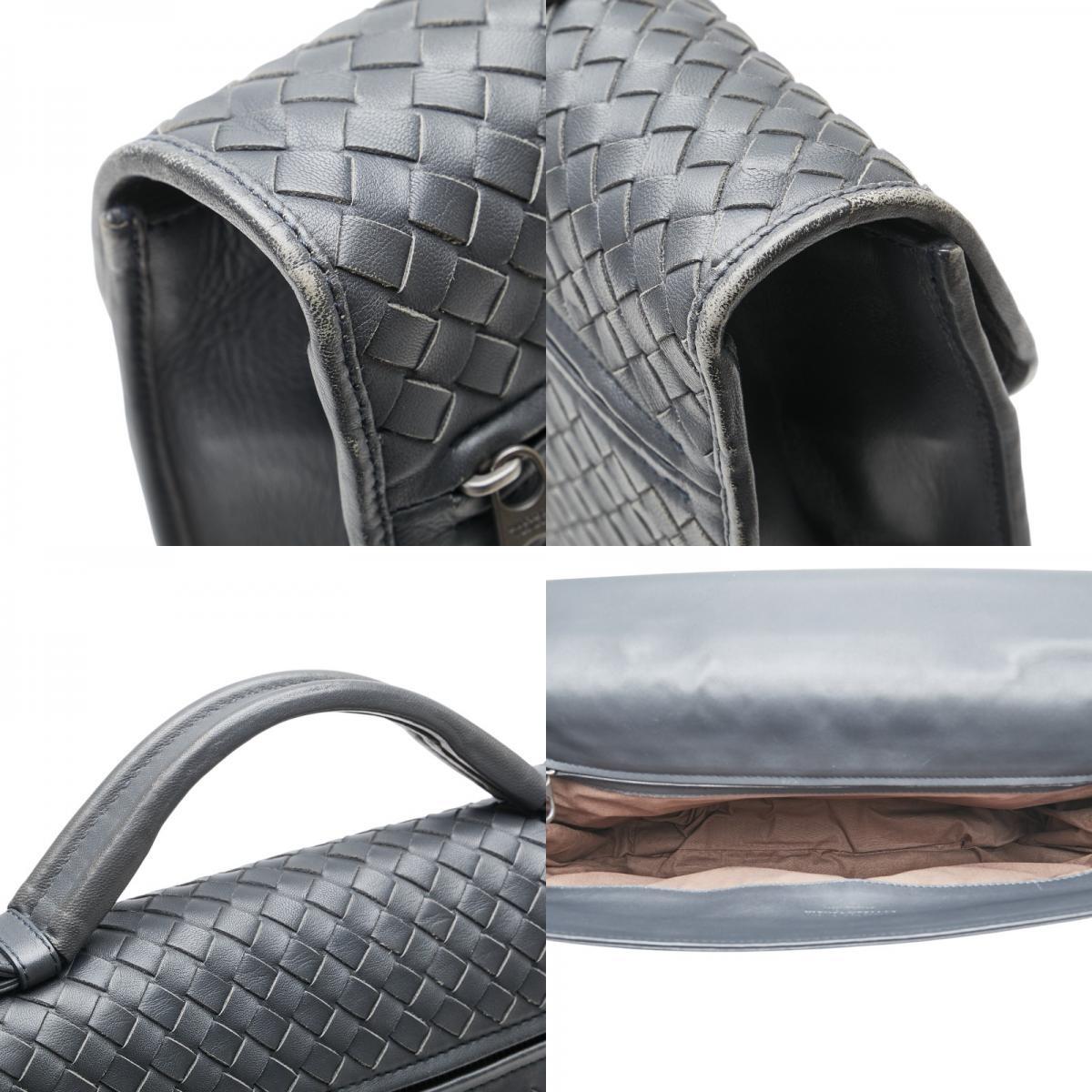 ボッテガヴェネタ イントレチャート ビジネスバッグ ブリーフケース グレー レザー メンズ BOTTEGAVENETA 【中古】