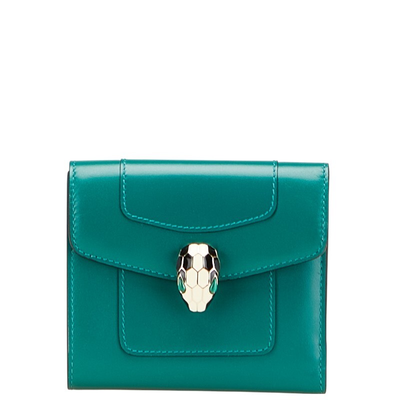  BVLGARY cell авторучка ti four ever Sune -kbai цвет три складывать кошелек зеленый лиловый кожа женский BVLGARI [ б/у ]