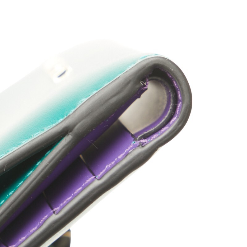  BVLGARY cell авторучка ti four ever Sune -kbai цвет три складывать кошелек зеленый лиловый кожа женский BVLGARI [ б/у ]