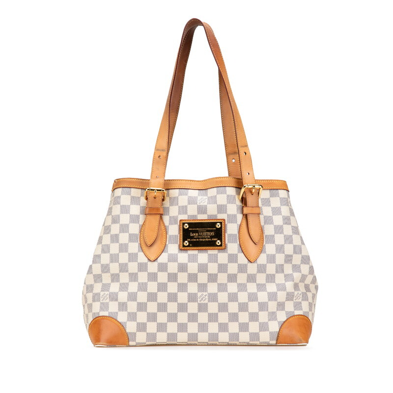 ルイ ヴィトン ダミエ アズール ハムステッドMM ショルダーバッグ トートバッグ N51206 ホワイト PVC レザー LOUIS VUITTON 【中古】_画像1