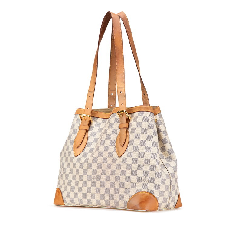 ルイ ヴィトン ダミエ アズール ハムステッドMM ショルダーバッグ トートバッグ N51206 ホワイト PVC レザー LOUIS VUITTON 【中古】_画像2