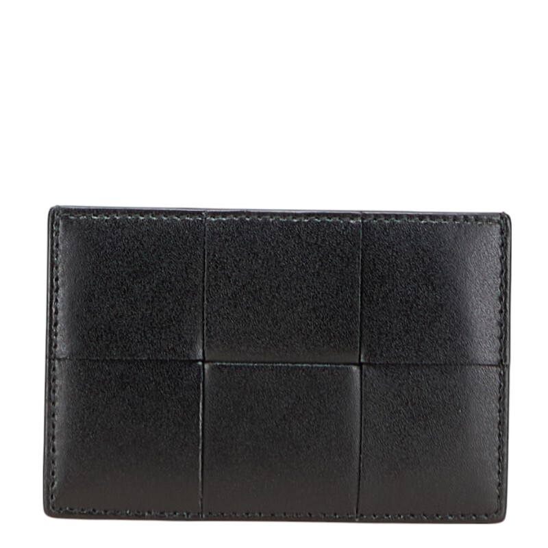 ボッテガヴェネタ マキシイントレチャート カードケース ブラック グリーン レザー レディース BOTTEGAVENETA 【中古】