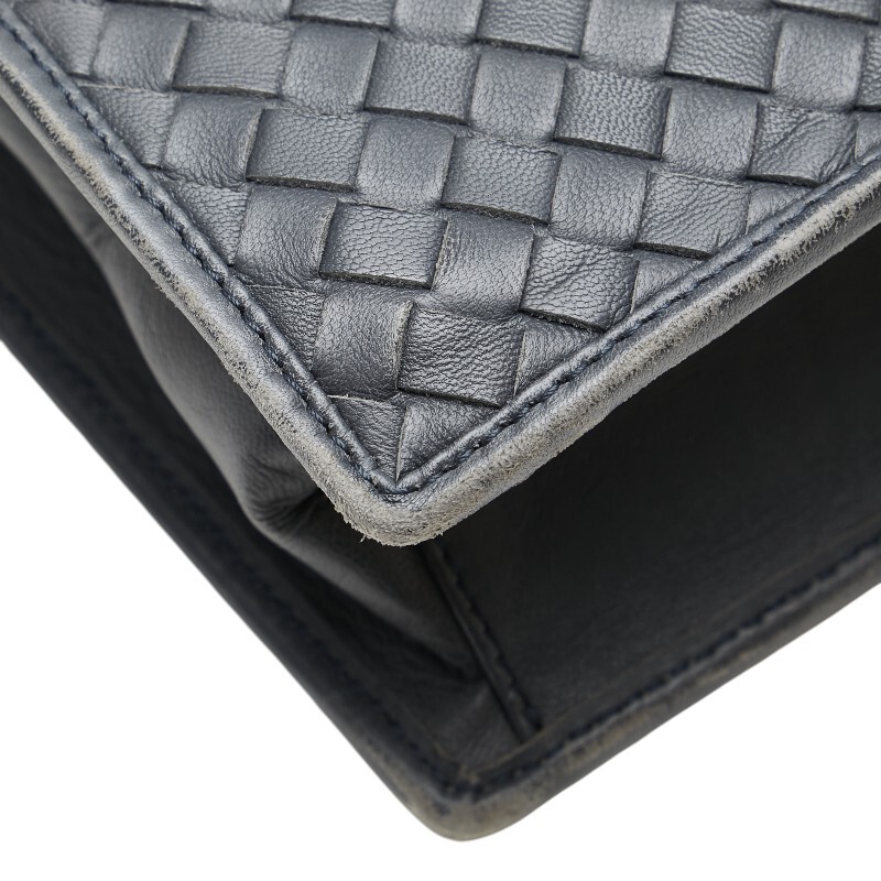 ボッテガヴェネタ イントレチャート ビジネスバッグ ブリーフケース グレー レザー メンズ BOTTEGAVENETA 【中古】