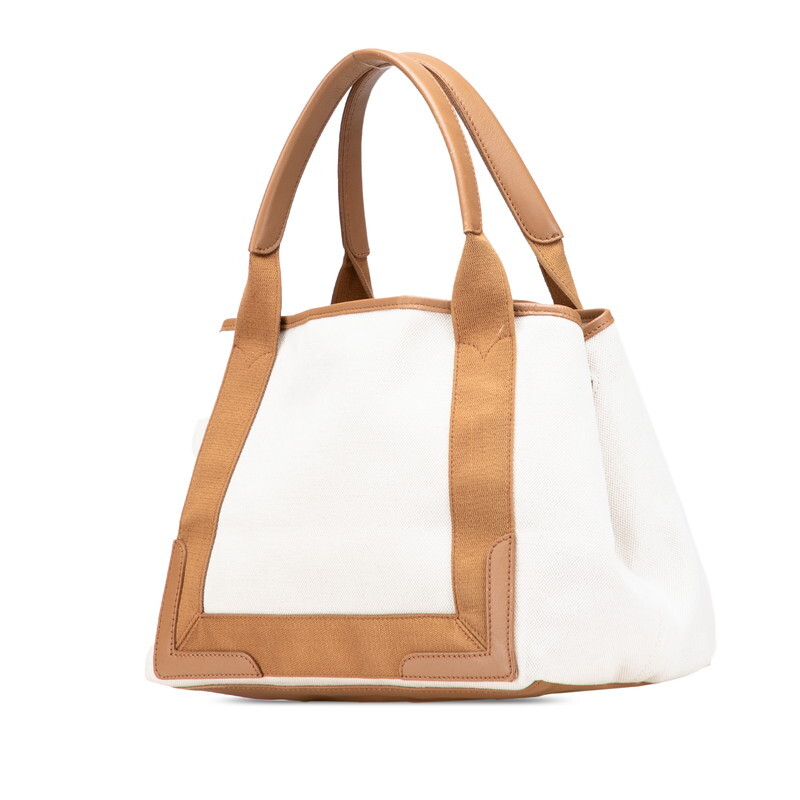  Balenciaga темно-синий бегемот sS ручная сумочка большая сумка 339933 слоновая кость Brown парусина кожа BALENCIAGA [ б/у ]