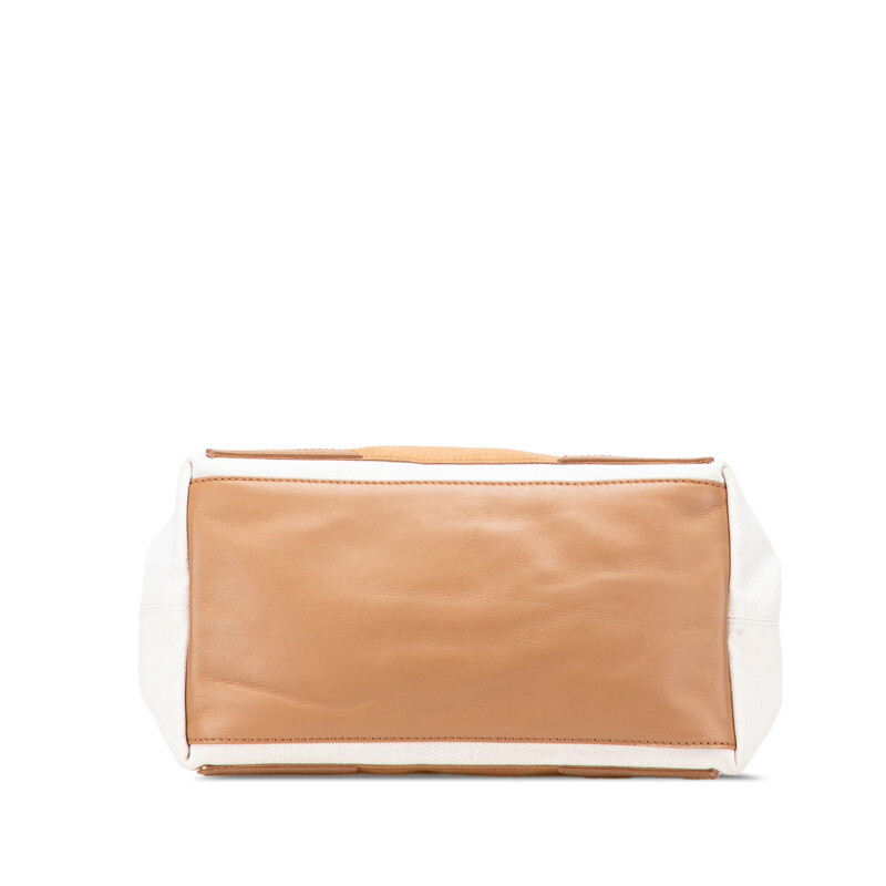  Balenciaga темно-синий бегемот sS ручная сумочка большая сумка 339933 слоновая кость Brown парусина кожа BALENCIAGA [ б/у ]