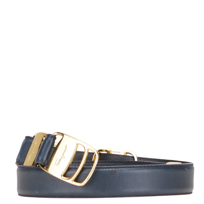  Salvatore Ferragamo va этикетка to черный Gold кожа металлизированный женский Salvatore Ferragamo [ б/у ]