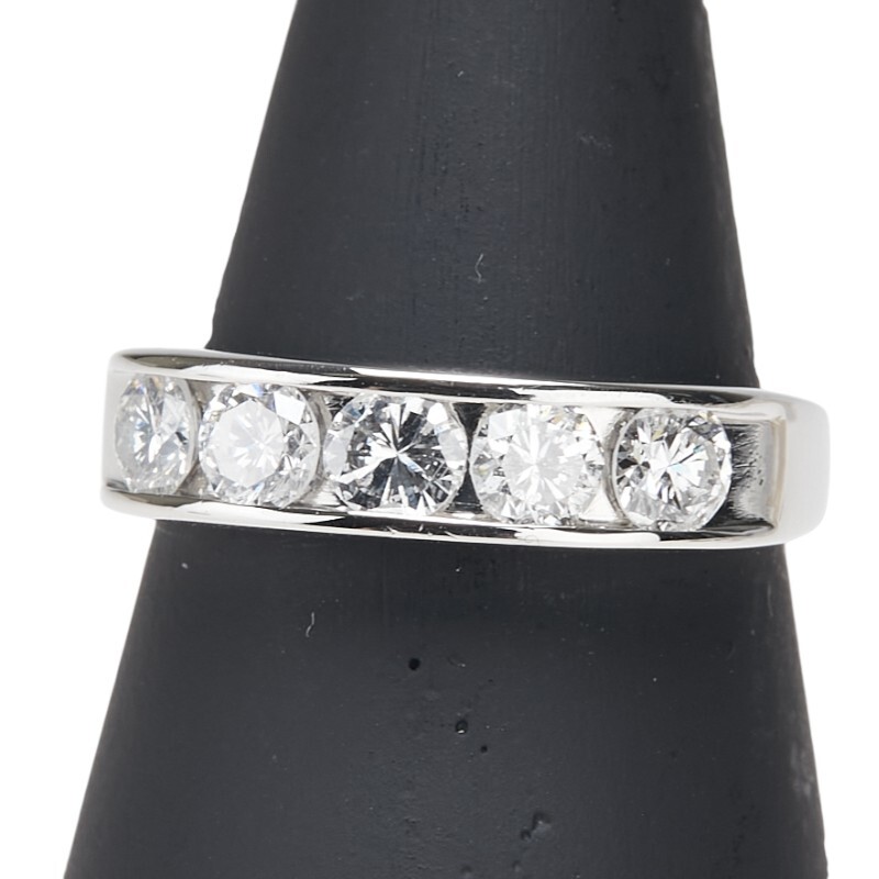 Pt900 プラチナ ダイヤ1.03ct 一文字 リング 指輪 レディース 14