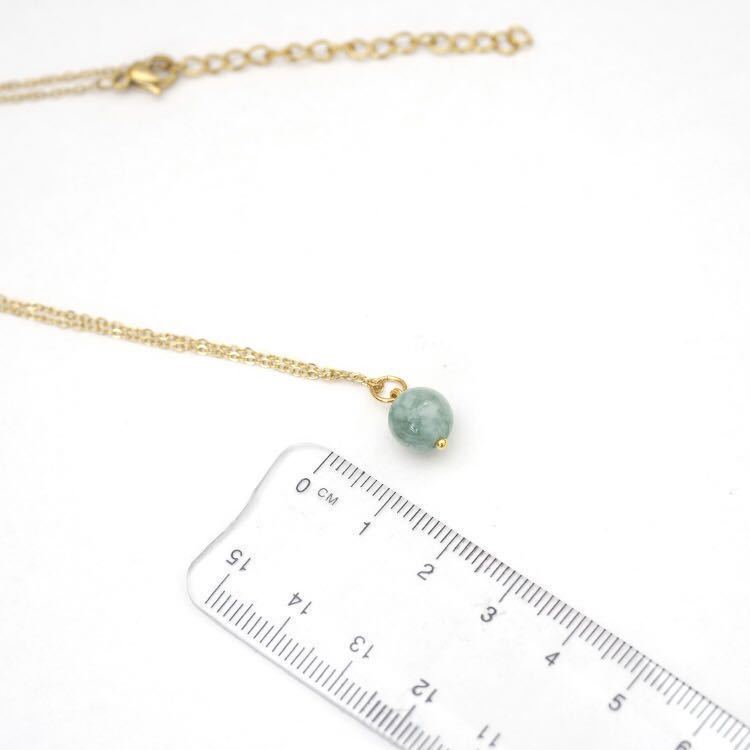 新品 天然石 翡翠 8mm サージカルステンレス ネックレス ゴールド パワーストーン 抗アレルギー プレゼント 御守り 金 シンプル 送料無料_画像3