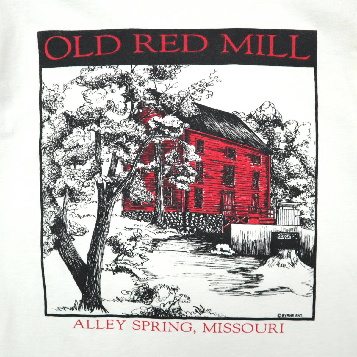 90s ビンテージ OLD RED MILL Tシャツ 水車小屋 FRUIT OF THE LOOM フルーツオブザルーム USA製 白 古着 シングルステッチ ART アート_画像4