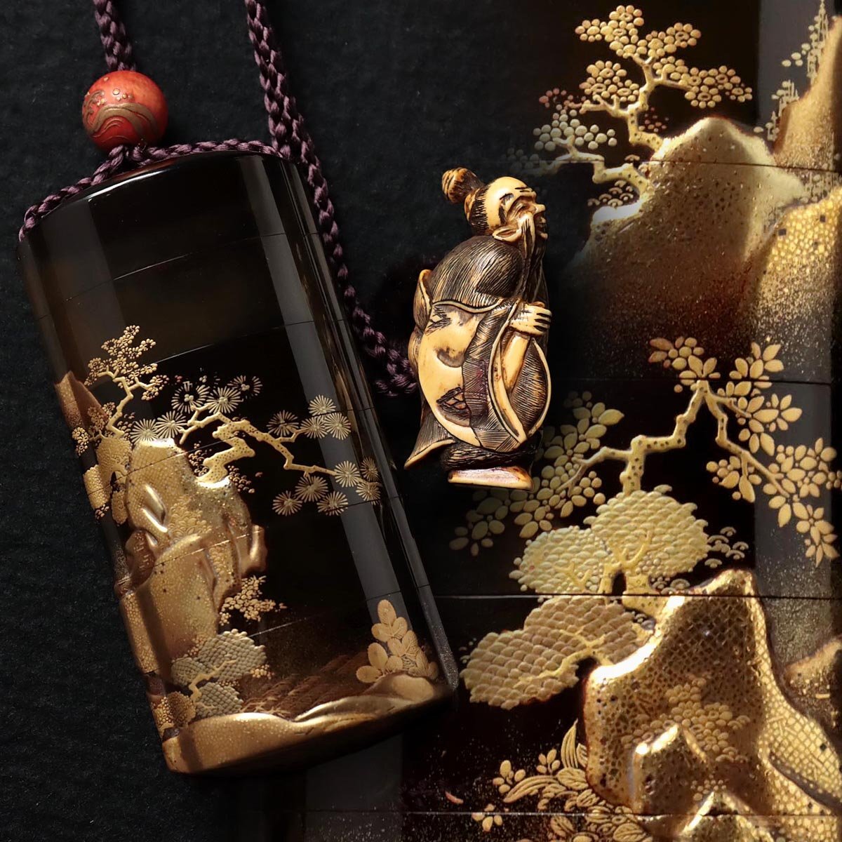 江戸時代 印籠 蒔絵 青貝 梨地 江戸時代 印籠 蒔絵 青貝 梨地 江戸時代 印籠 蒔絵 青貝 梨地