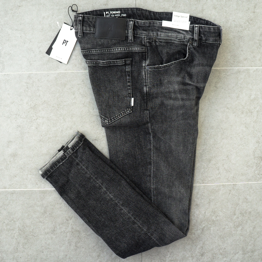 新品★ PT TORINO DENIM ストレッチ デニム パンツ 33 REGGAE 送料込 メンズ ピーティー トリノ ジーンズ パンツ ブラック グレー _画像1