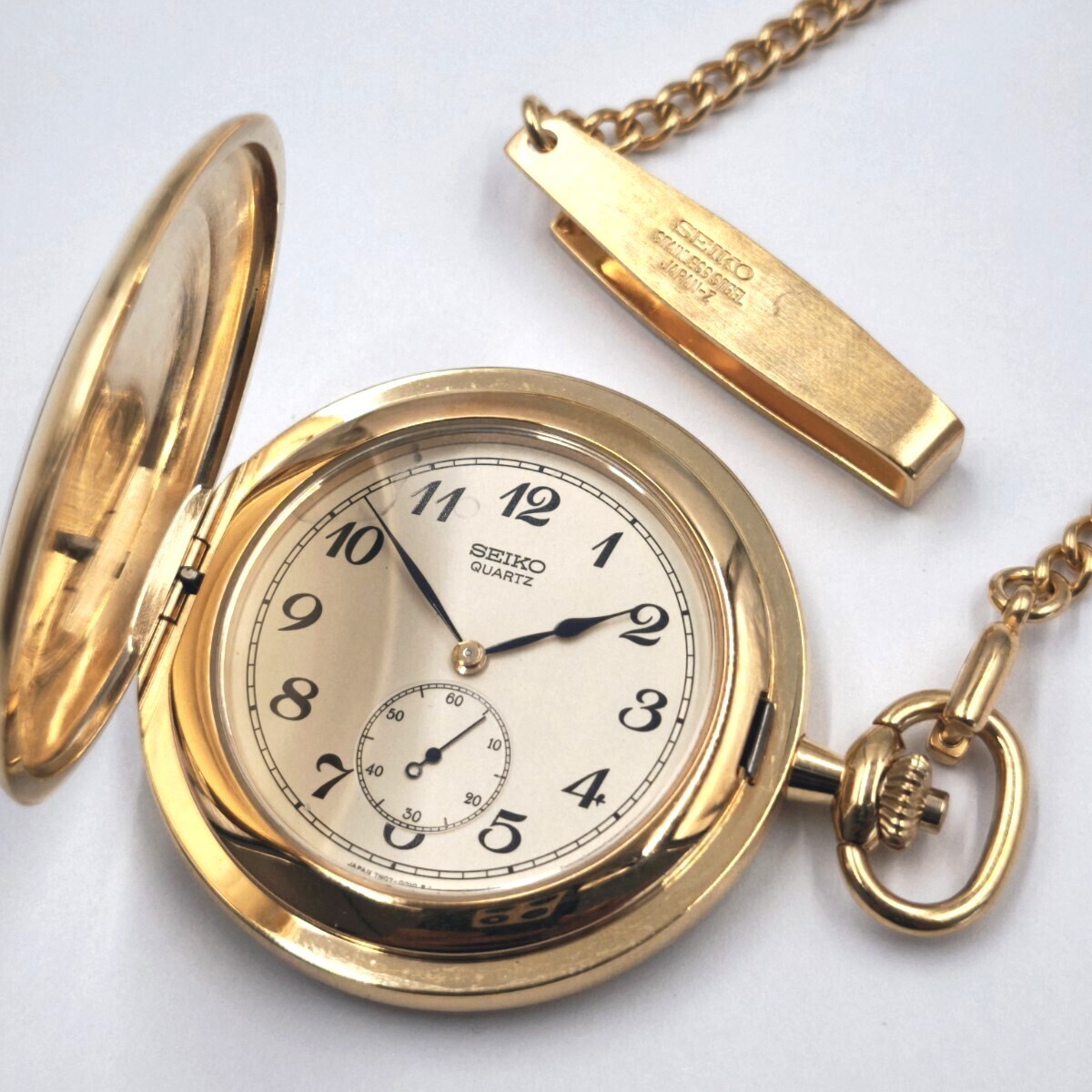SEIKO セイコー デジアナ クオーツ ビンテージ ゴールド 稼働 美品 稼働】セイコー SEIKO 懐中時計 スモセコ 内閣総理大臣