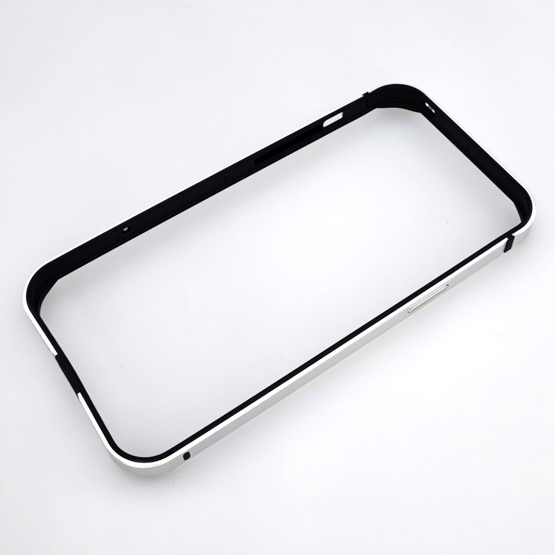 iPhone 13ProMax アルミバンパーケース シルバー (3)_画像1