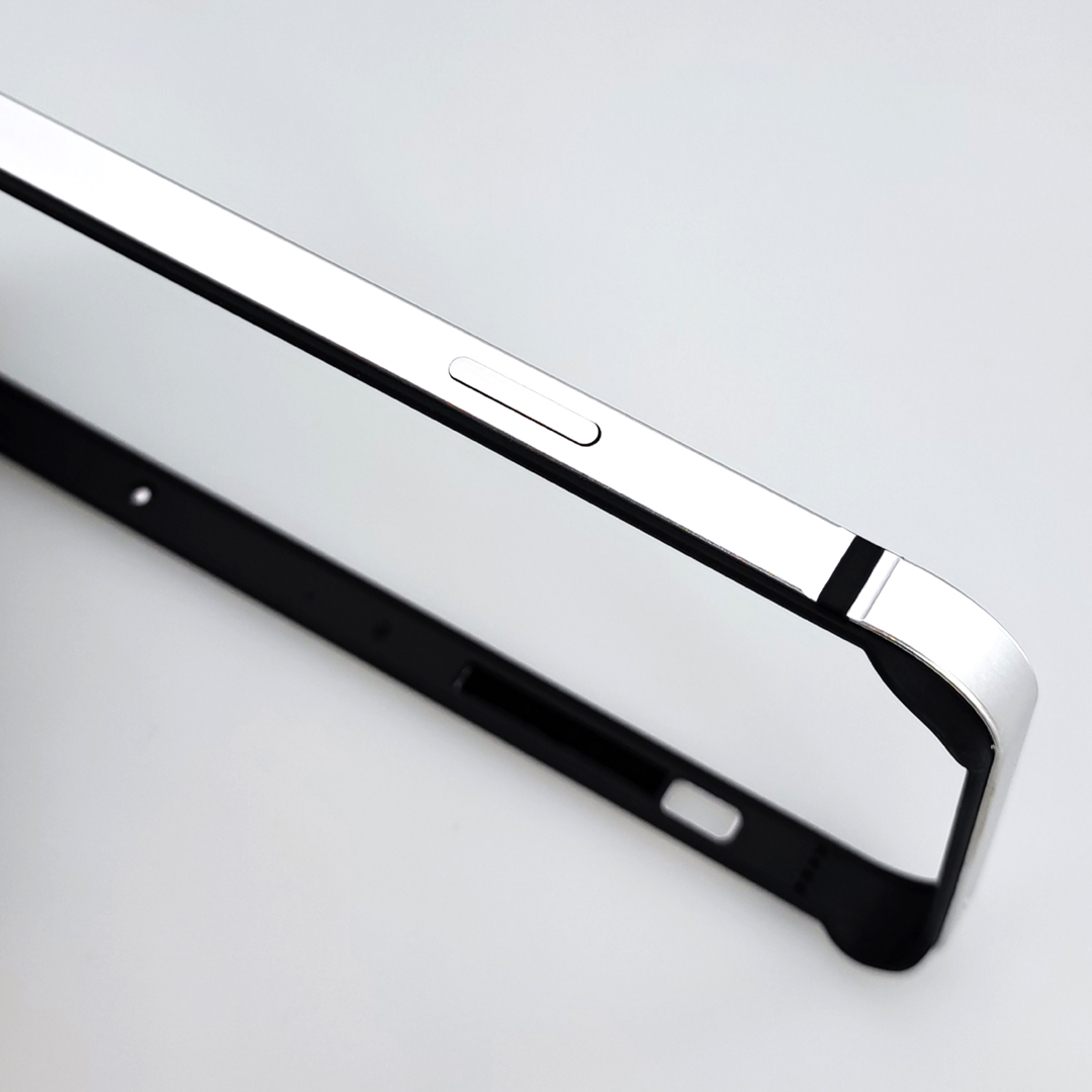iPhone 13ProMax アルミバンパーケース シルバー (3)_画像3