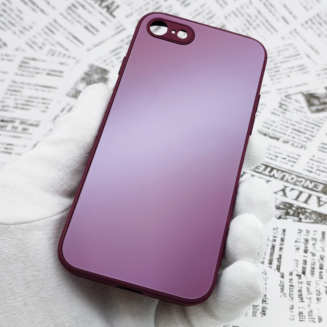 iPhone 7/8/SE ガラス背面シリコンケース [21]パープル (4)_画像3