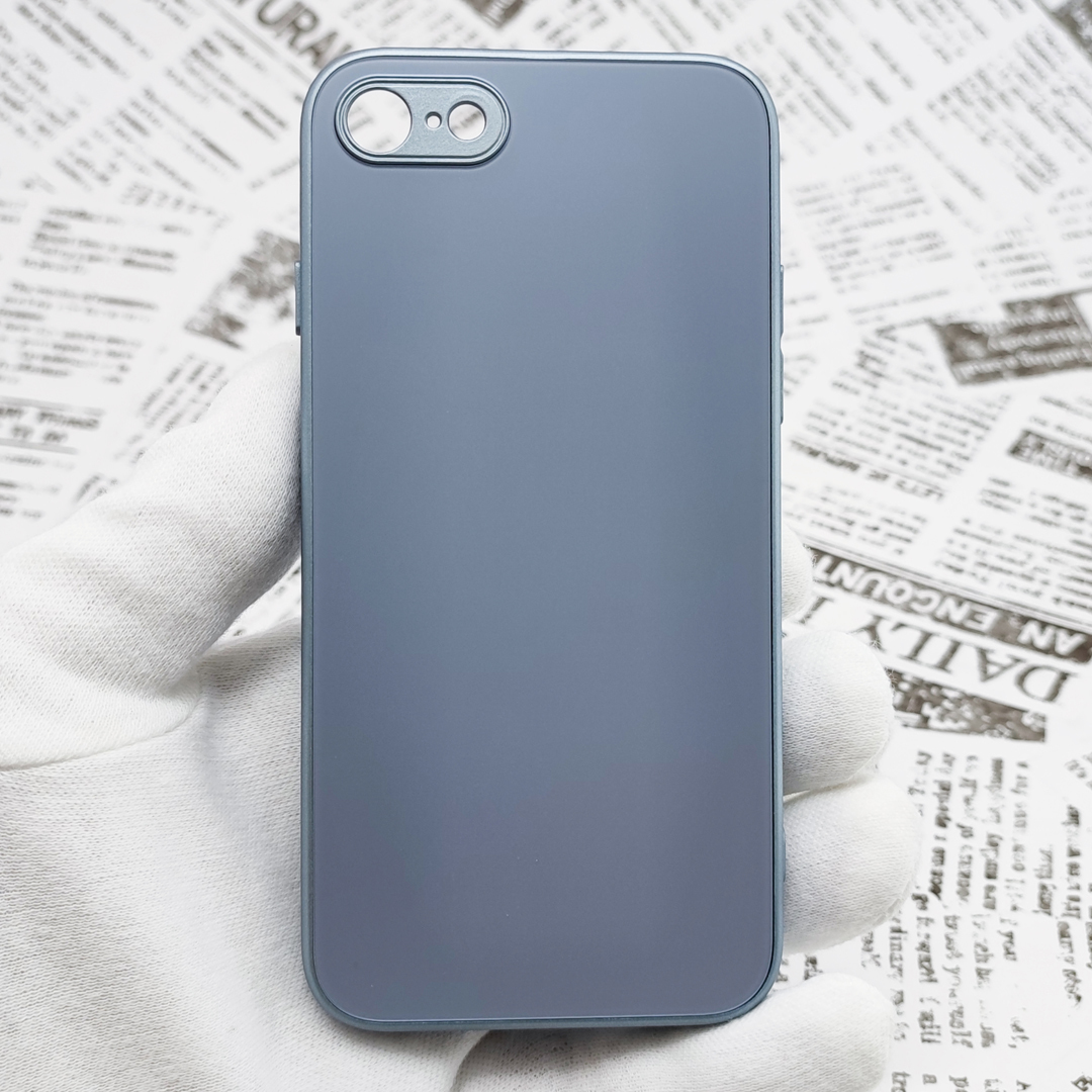 iPhone 7/8/SE ガラス背面シリコンケース [25]スカイブルー (4)_画像2
