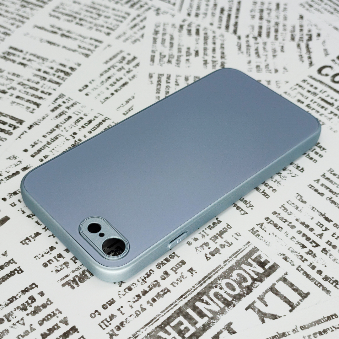 iPhone 7/8/SE ガラス背面シリコンケース [25]スカイブルー (4)_画像5