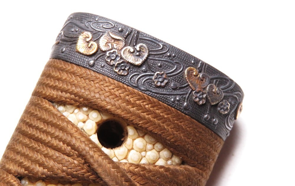 [10832] Edo ~ Meiji времена меч принадлежности красный медь земля рисунок ( первый товар * покупка товар )