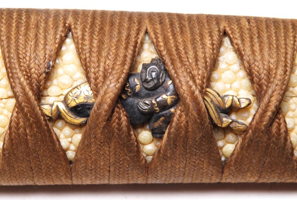 [10832] Edo ~ Meiji времена меч принадлежности красный медь земля рисунок ( первый товар * покупка товар )