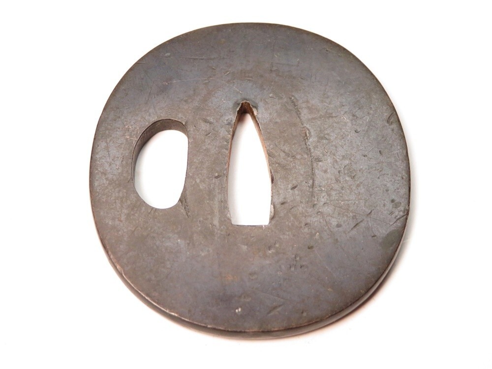 [11029] меч принадлежности Edo ~ Meiji красный медь flat гарда меча ( первый товар * покупка товар )