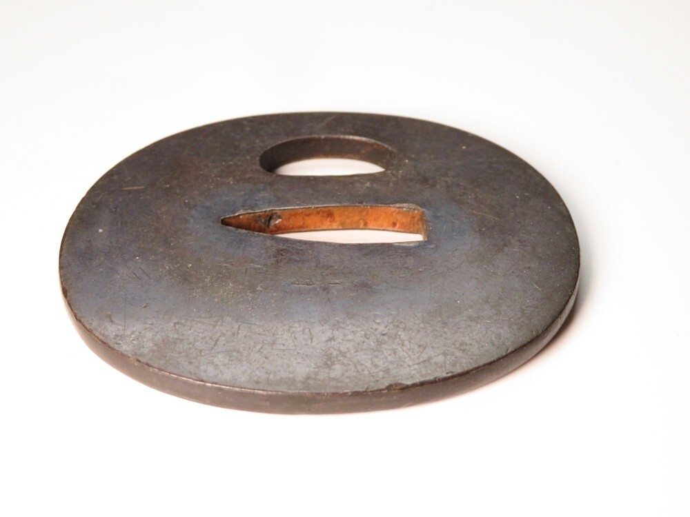 [11029] меч принадлежности Edo ~ Meiji красный медь flat гарда меча ( первый товар * покупка товар )