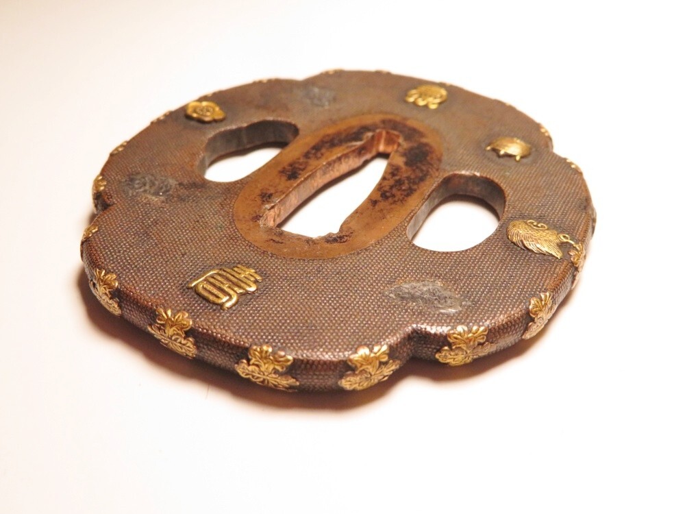 [11041] меч принадлежности Edo ~ Meiji красный медь ... гарда меча ( первый товар * покупка товар )