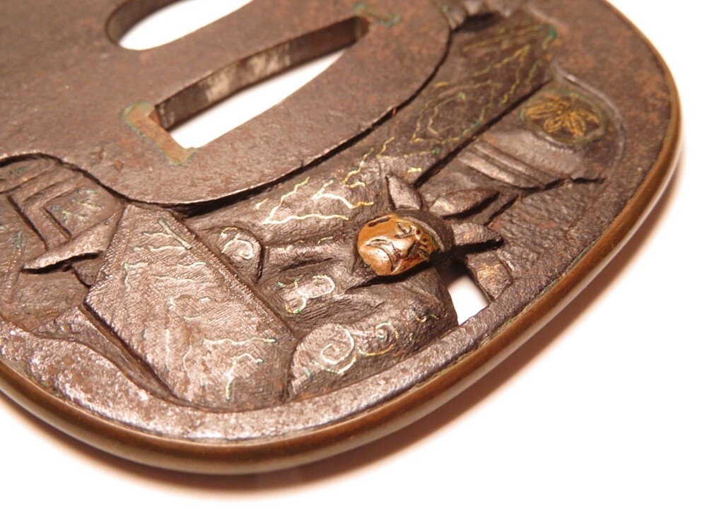 [11045] меч принадлежности Edo ~ Meiji красный медь Tang человек .. гарда меча ( первый товар * покупка товар )